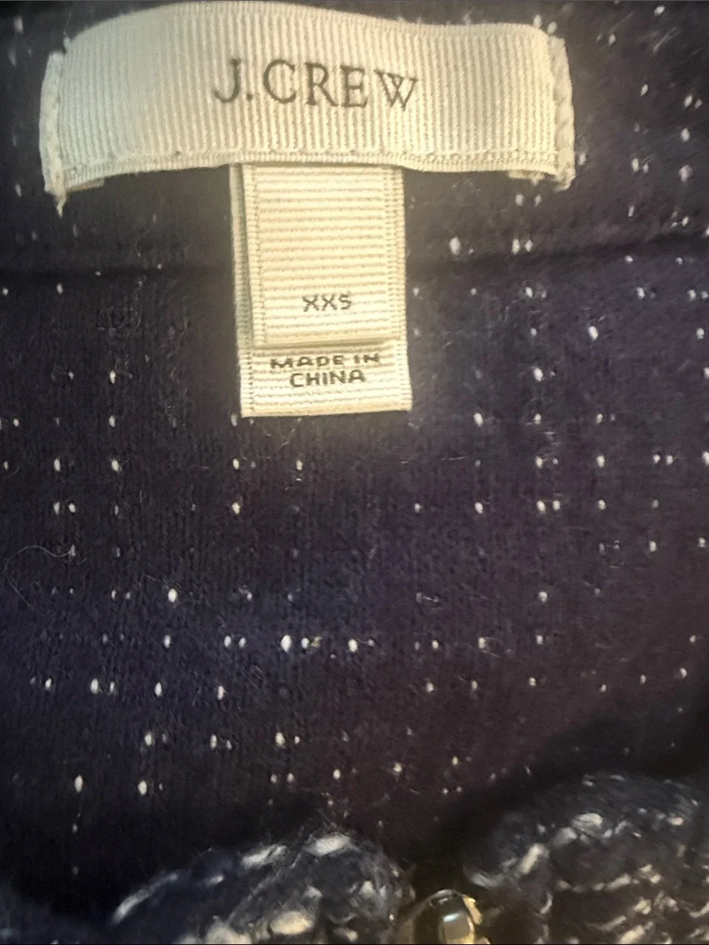 J.Crew Navy Marled Knit Peplum Jacket Double Zip Blazer Size XXS Office Preppy